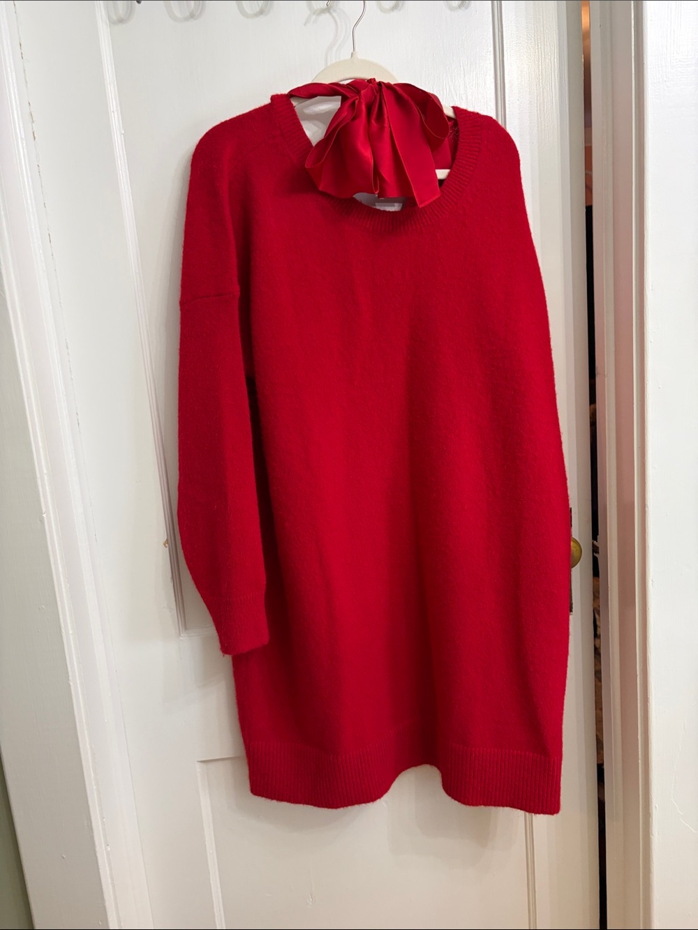Lands' End Red V-Neck Longline Sweater